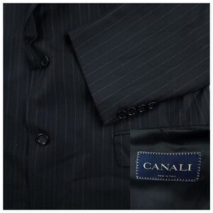 Canali Suit Mens 46L/39R Slim Fit Super 120s Wool Italy 2 Piece Pinstripe Cuffed
